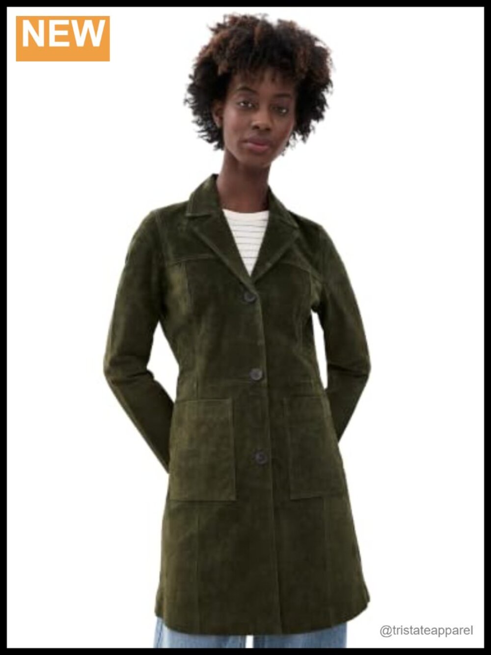 Women's Spicy Herbs Trench Coat - Suede, Button Front, Long Sleeve